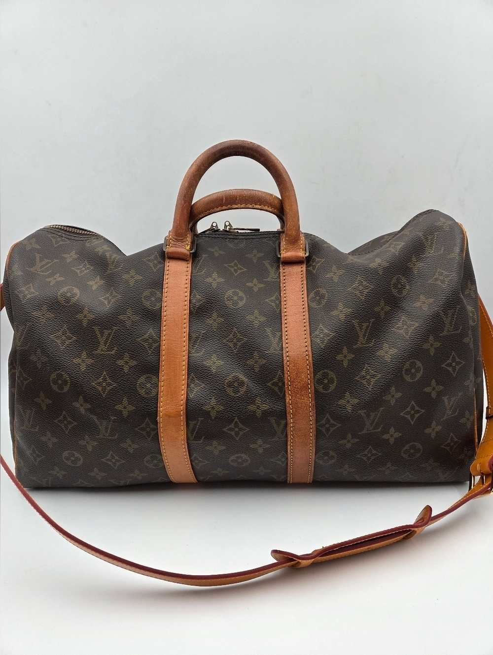 LOUIS VUITTON Monogram Keepall Bandouliere 45 Boston Bag.